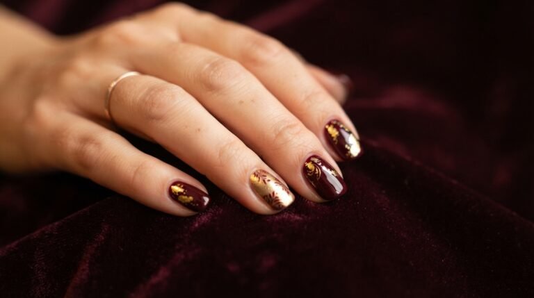 27 Elegant Burgundy and Gold Nail Art Ideas for a Luxe Look