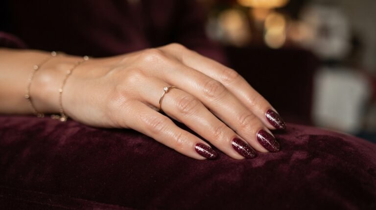 26 Viral Burgundy Nail Art with Glitter That Steal the Spotlight