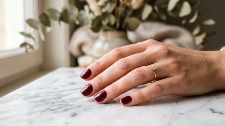 24 Creative Burgundy Nail Art for Short Nails That Look Longer