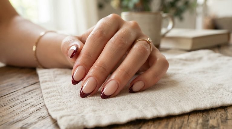 How to Paint Maroon French Tip Nails for a Modern Twist