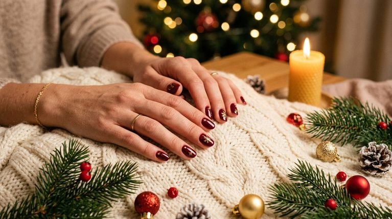 29 Cozy Burgundy Nail Art for Christmas to Get You Holiday-Ready
