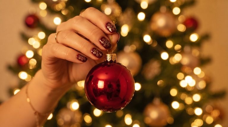 21 Magical Maroon Nail Art for Christmas That Spread Holiday Cheer