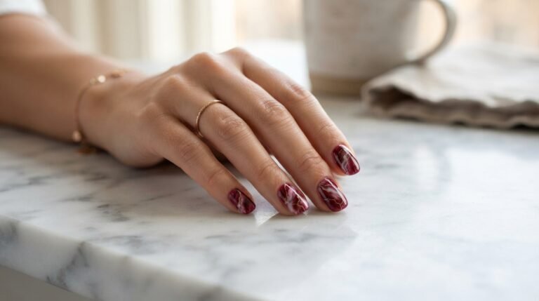 How to Do Burgundy Marble Nail Art for Beginners