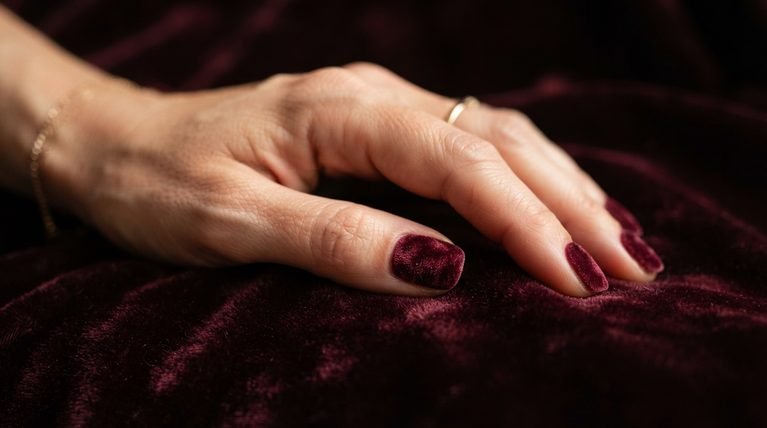 How to Do Maroon Velvet Nail Art with a Luxurious Finish