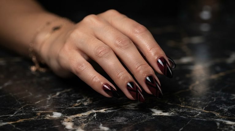 23 Bold Maroon and Black Nail Art Ideas for an Edgy Statement